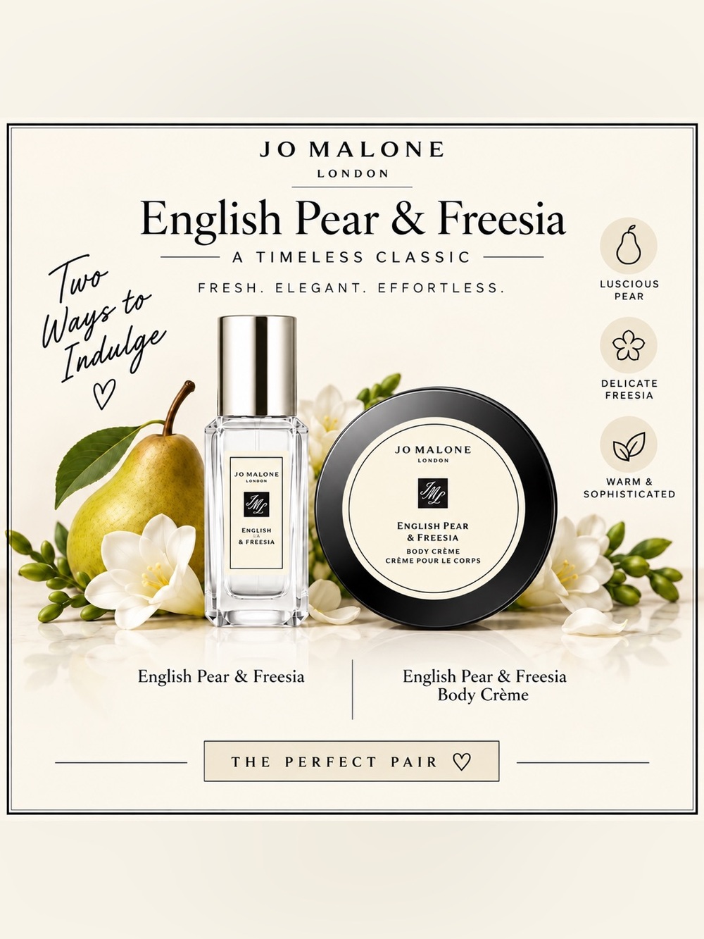 Jo Malone English Pear & Freesia Body Crème and Empty Bottle Set